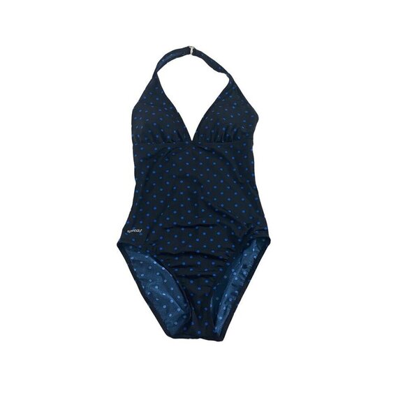 Speedo Women's Blue Polka Dot One Piece Swim Suit - 10 - Picture 1 of 12